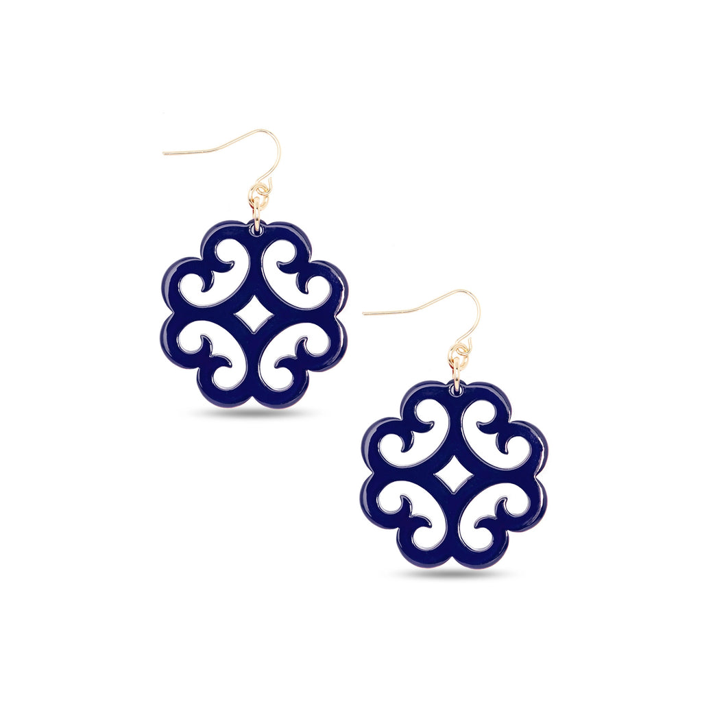 Zenzi Circular Swirl Earrings Navy J. Spencer