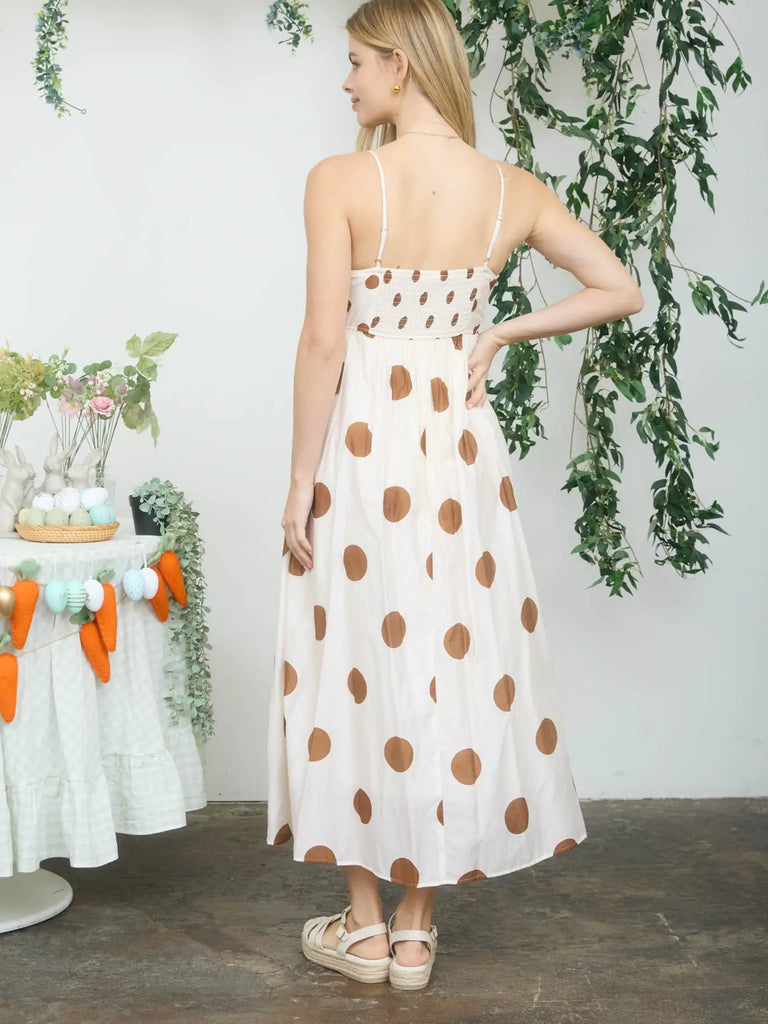 Polka Dot Empire Waist Spaghetti Strap Midi Dress – J. Spencer