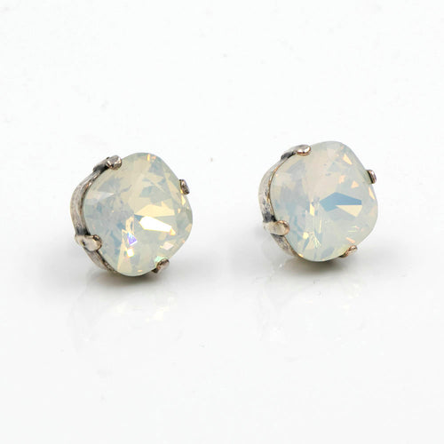 La Vie Parisienne White Opal Stud Earrings Silver