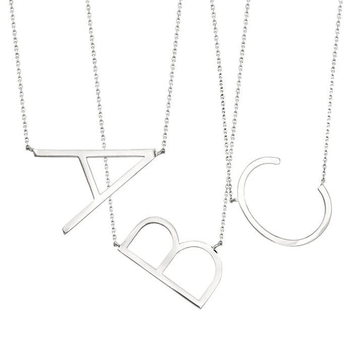 CAI Large Sideways Initial Necklaces Silver