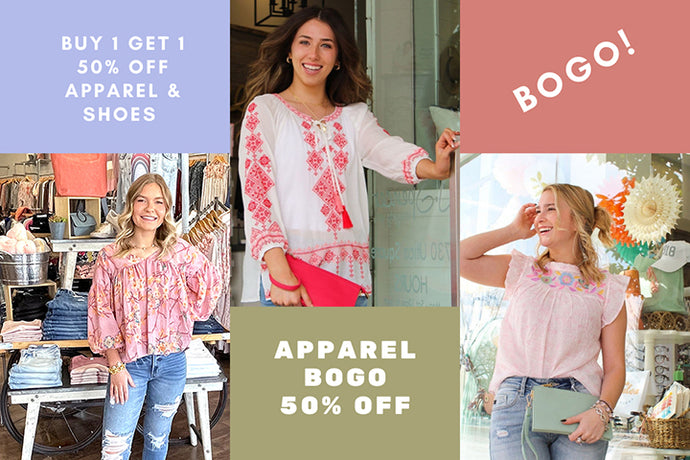 Entire Stock of Apparel BOGO 50% Off