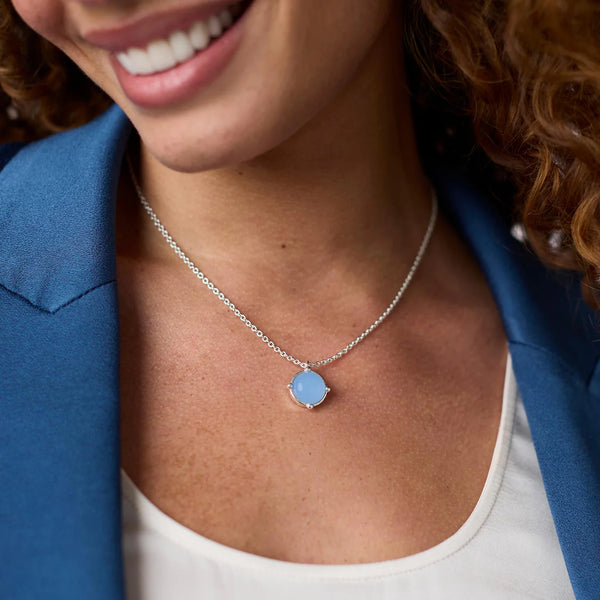 Julie Vos Honeybee Solitaire Chalcedony Blue Silver