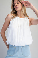 ee:some Solid Sleeveless Gathered Blouse in Off White