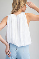 ee:some Solid Sleeveless Gathered Blouse in Off White