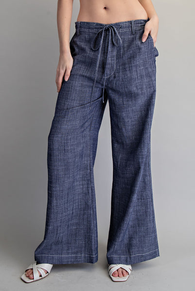 ee:some Tie Straight Leg Pants in Navy