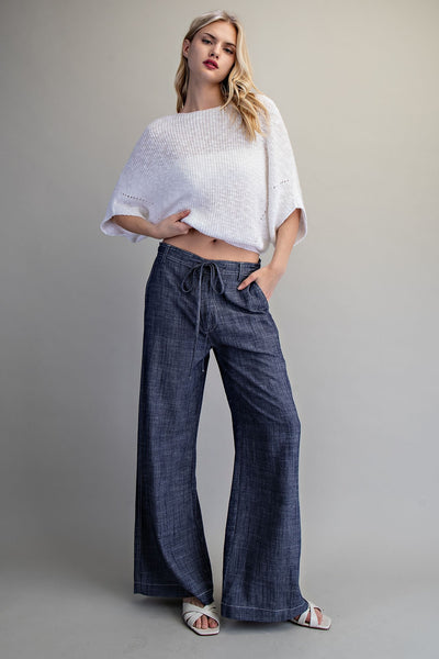 ee:some Tie Straight Leg Pants in Navy