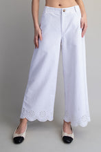 ee:some Soft Washed Eyelet Hem Pants in Off White