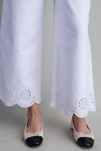 ee:some Soft Washed Eyelet Hem Pants in Off White