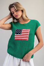 ee:some Stars & Stripes Knit Cap Sleeve Top in Kelly Green