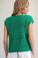ee:some Stars & Stripes Knit Cap Sleeve Top in Kelly Green