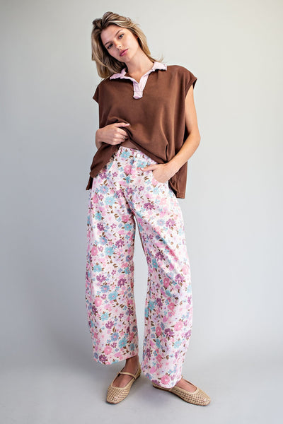 ee:some Floral Printed Barrel Leg Pants