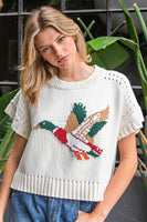 ee:some Duck Graphic Short Sleeve Sweater
