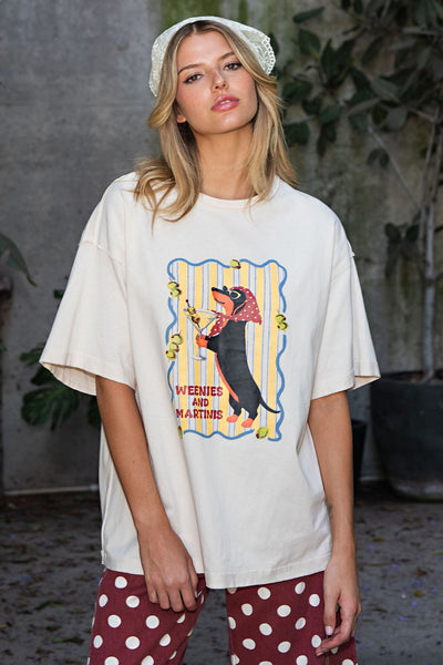 ee:some Soft Washed Weenies Graphic Top in Bone