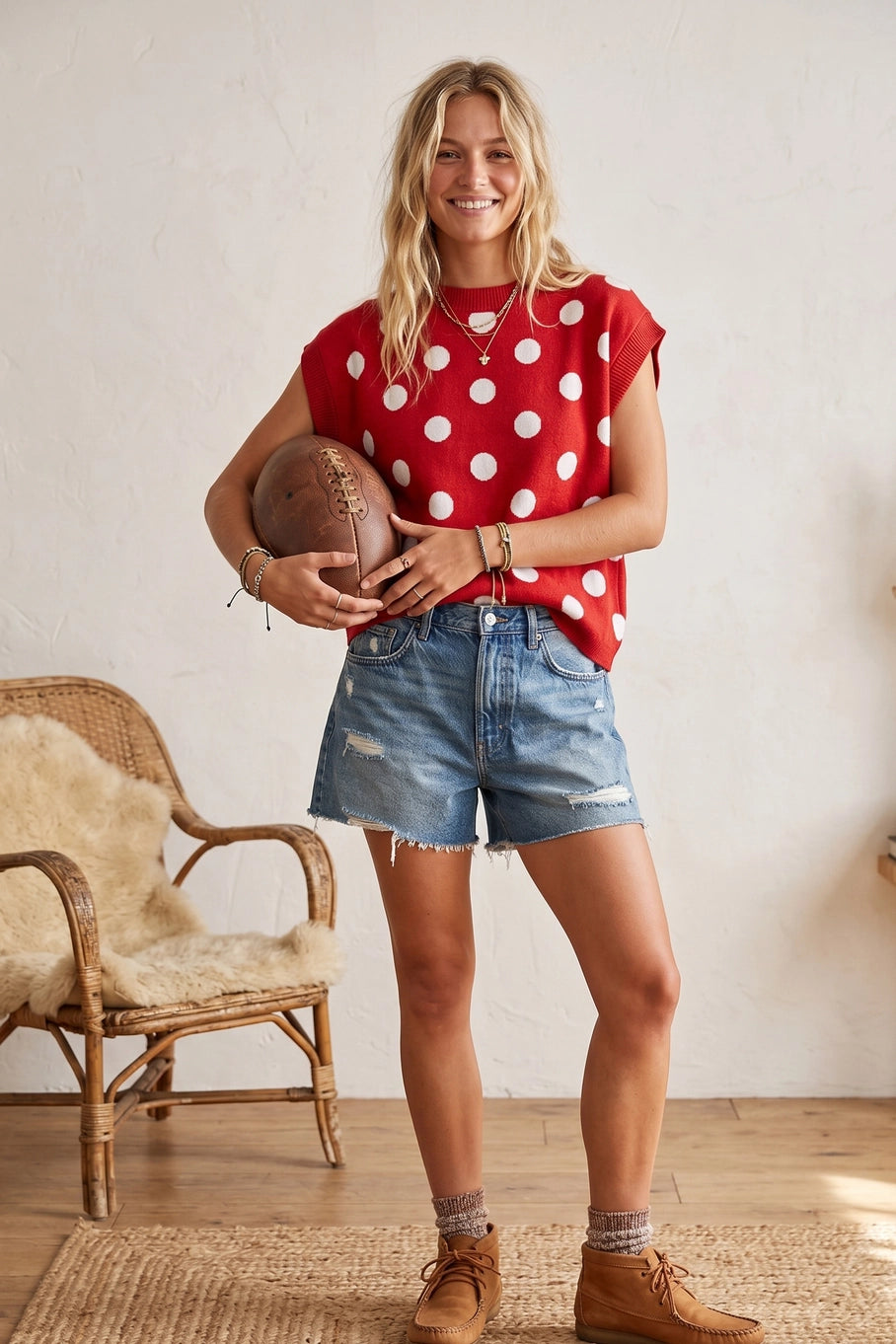 Red Polka Dot Gameday Top