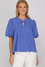 She + Sky Puff Sleeve Top in Cobalt Blue