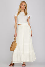 She + Sky Tiered Lace Maxi Skirt in Off White