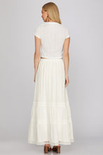 She + Sky Tiered Lace Maxi Skirt in Off White