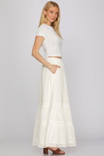 She + Sky Tiered Lace Maxi Skirt in Off White