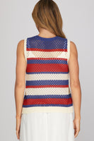 She + Sky STRIPPED SWEATER VEST WITH BOW TIE