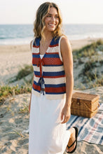 She + Sky STRIPPED SWEATER VEST WITH BOW TIE