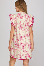 She & Sky Ruffle Sleeve Mini Dress in Fuchsia