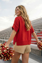 She + Sky Half Sleeve Sweater Top in Red