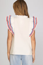 She + Sky Ruffle Sleeve Top