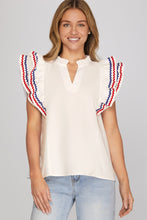 She + Sky Ruffle Sleeve Top