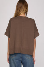 She + Sky Drop Half Sleeve Sweater Top in Brown
