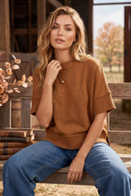 She + Sky Drop Half Sleeve Sweater Top in Caramel