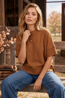 She + Sky Drop Half Sleeve Sweater Top in Caramel
