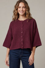 She + Sky Half Sleeve Button down Sweater in Wine