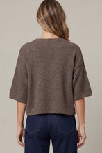 She + Sky Half Sleeve Button down Sweater in Brown