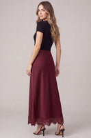She + Sky Satin Maxi Skirt in Wine