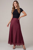 She + Sky Satin Maxi Skirt in Wine