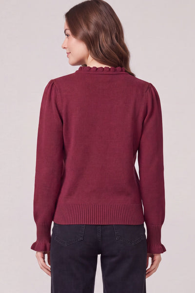 She + Sky Long Sleeve Ruffled Sleeve Sweater