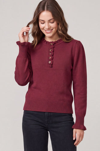 Nancy Long Sleeve Ruffled Sleeve Sweater