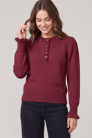 She + Sky Long Sleeve Ruffled Sleeve Sweater