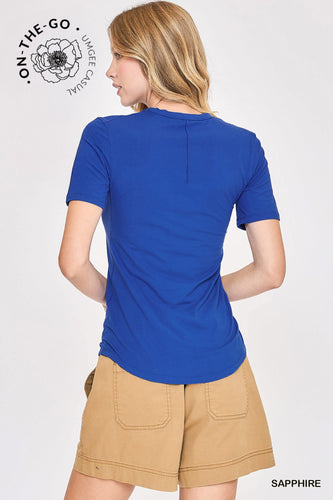 Umgee Second-Skin Crew Neck Tee in Sapphire