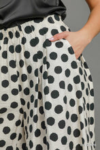 Umgee Playful Polka Wide Leg Pants in White with Black