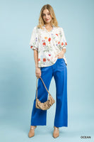 Umgee Button Stretched Pants in Ocean Blue