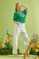 Umgee Button Stretched Pants in Off White
