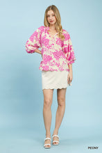 UMGEE Cherry Blossom Print Scalloped Hem Blouse