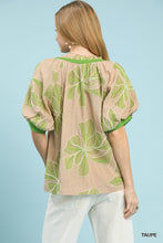 Umgee Embroidered V-Neck Top in Taupe