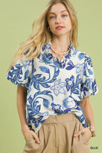 UMGEE Lush Blossom Print Top in Blue