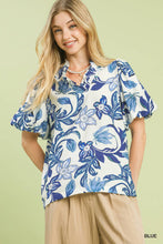 UMGEE Lush Blossom Print Top in Blue