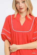 Umgee Textured Top with Contrast Trim in Coral