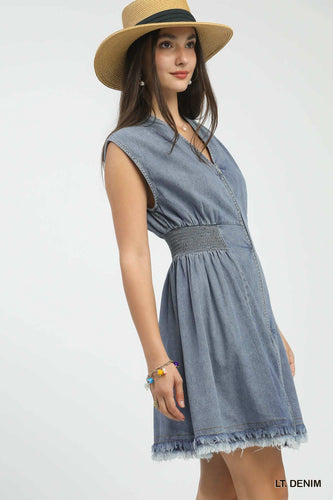 Umgee Stone Wash Denim Mini Dress