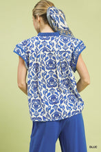 Umgee Abstract Print Top in Blue
