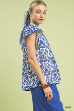 Umgee Abstract Print Top in Blue